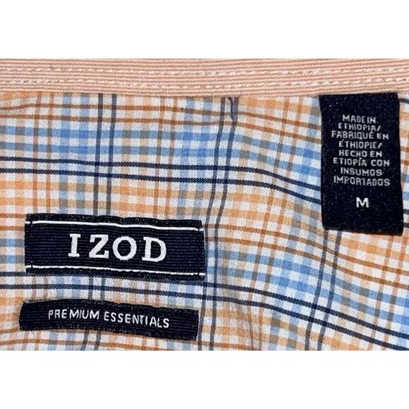IZOD Premium Essentials Long Sleeve Button Down Orange & Blue Plaid Shirt M - Picture 5 of 6
